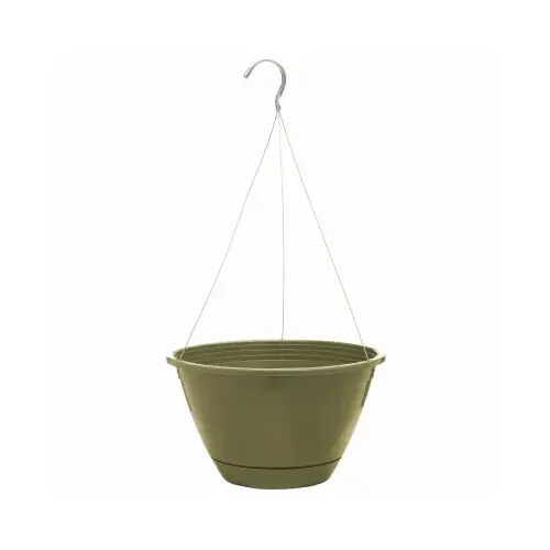 Hanging Planter, Plastic, Olive Green, 10-In.