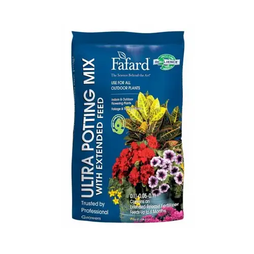 Fafard Ultra Potting Mix with Extended Feed, 1 cu-ft Coverage Area, Flecks, Brown/White, 100 Bag