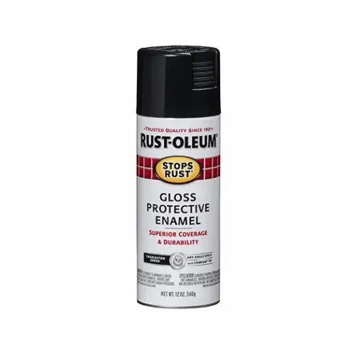 STOPS RUST Protective Enamel Spray Paint, Gloss, Charleston Green, 12 oz, Aerosol Can STOPS RUST Protective Enamel Spray Paint, Gloss, Charleston Green, 12 oz, Aerosol Can