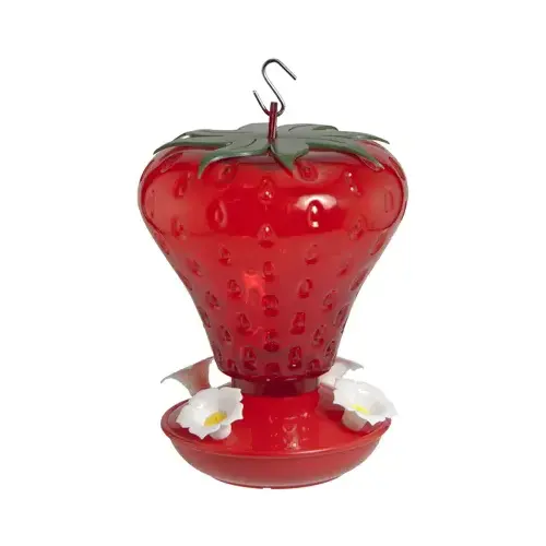 Hummingbird Feeder, Strawberry Shape, 40-oz.
