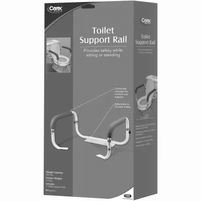 COMPASS HEALTH BRANDS Toilet Safety Bar White Aluminum/Plastic 11 H X 21 L White FGB36800 0000 COMPASS HEALTH BRANDS Toilet Safety Bar White Aluminum/Plastic 11 H X 21 L White FGB36800 0000
