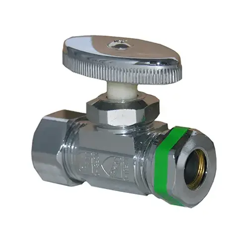 Pipe Fitting, Straight Valve, Chrome, Lead-Free, 5/8 x 7/16 or 1/2-In. OD Slip Joint Outlet Pipe Fitting, Straight Valve, Chrome, Lead-Free, 5/8 x 7/16 or 1/2-In. OD Slip Joint Outlet