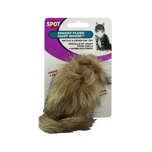 Shaggy Plush Giant Mouse Cat Toy With Catnip