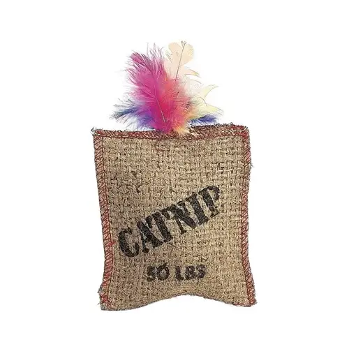 Jute & Feather Sack Cat Toy With Catnip Jute & Feather Sack Cat Toy With Catnip