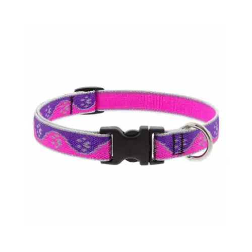 Adjustable Medium Dog Collar, Reflective Pink PawsPattern, 3/4 x 13 - 22-In. Adjustable Medium Dog Collar, Reflective Pink PawsPattern, 3/4 x 13 - 22-In.