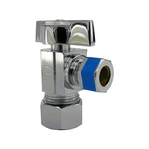 Angle Valve, Chrome, 5/8-In. O.D. Compression Inlet x 3/8-In. Compression Outlet Angle Valve, Chrome, 5/8-In. O.D. Compression Inlet x 3/8-In. Compression Outlet