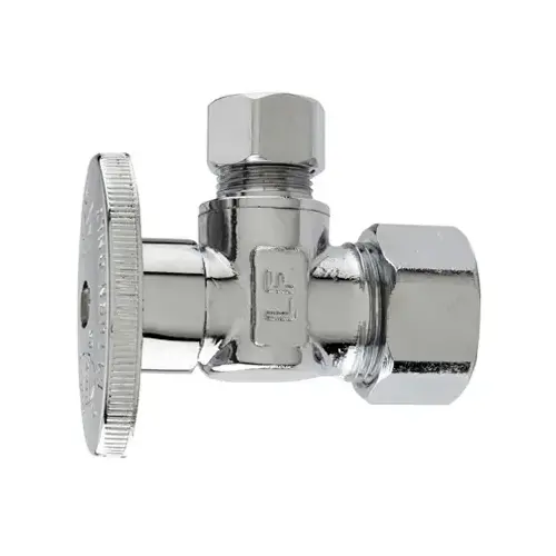 Angle Supply Stop Valve, Chrome. 5/8-In. O.D. Compression x 3/8-In. O.D. Compression Angle Supply Stop Valve, Chrome. 5/8-In. O.D. Compression x 3/8-In. O.D. Compression