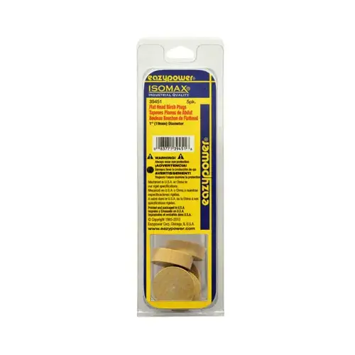 Isomax Dowel Plug, Flat Head, Birch, 1-In., 5-Pk. Isomax Dowel Plug, Flat Head, Birch, 1-In., 5-Pk.