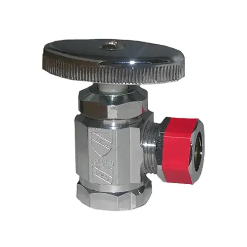 Pipe Fitting, Angle Stop Valve, Chrome, Lead-Free, 1/2 FPT x 1/2-In. OD Compression Outlet Pipe Fitting, Angle Stop Valve, Chrome, Lead-Free, 1/2 FPT x 1/2-In. OD Compression Outlet