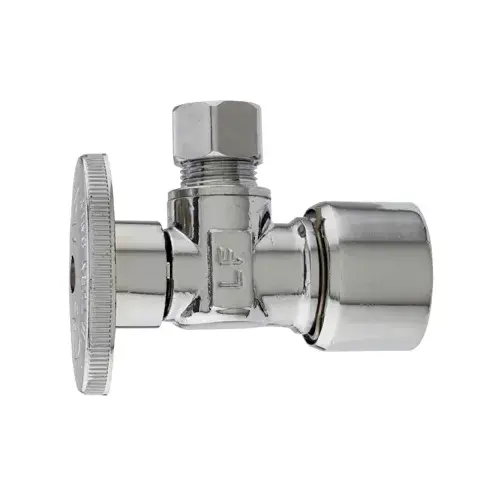 Angle Supply Stop Push Fit Valve, Chrome, 5/8-In. O.D. Quick Lock x 3/8-In. O.D. Compression Angle Supply Stop Push Fit Valve, Chrome, 5/8-In. O.D. Quick Lock x 3/8-In. O.D. Compression