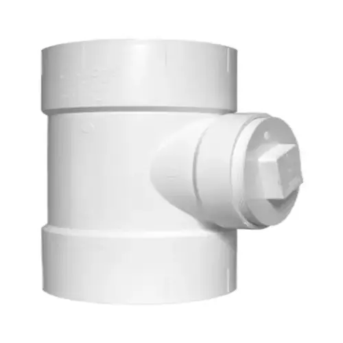 Schedule 40 DWV PVC Test Tee With Cleanout Plug, 3-In. Schedule 40 DWV PVC Test Tee With Cleanout Plug, 3-In.