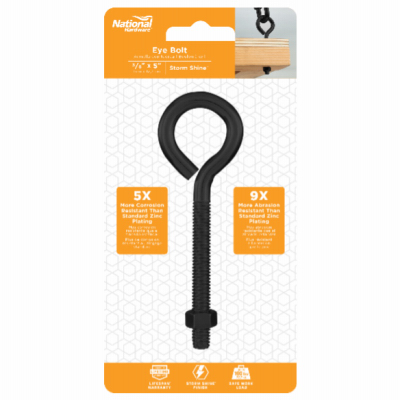 National Hardware N820-098 Hardware 3/8 In. x 5 In. Storm Shine Eye Bolt W/Nut Black