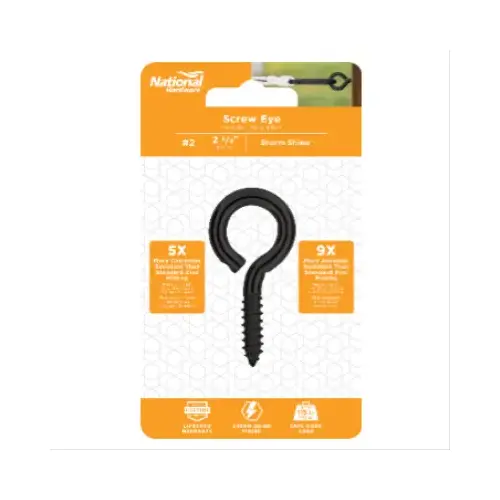 Screw Eye 2-5/8" L Storm Shine Steel 115 lb Storm Shine Black Screw Eye 2-5/8" L Storm Shine Steel 115 lb Storm Shine Black