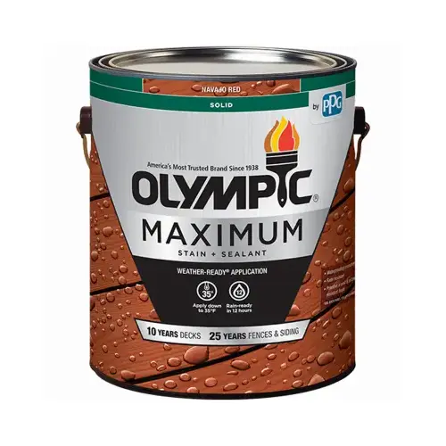 Maximum Deck, Fence & Siding Stain & Sealant, Exterior, Acrylic, Navajo Red, 1-Gallon