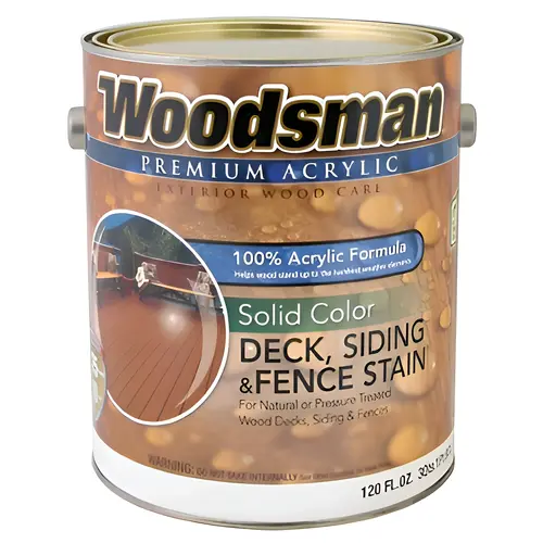 Deck, Siding & Fence Stain, Acrylic, Solid, Redwood, 1-Gallon