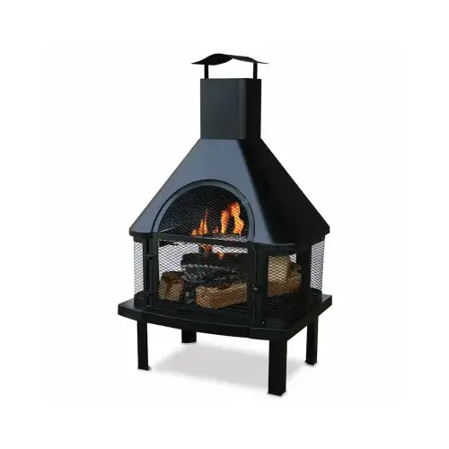Wood Burning Fireplace, Black, Rectangular Wood Burning Fireplace, Black, Rectangular
