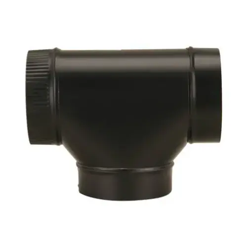 Assembled Tee, 8 in, 24 ga Thick Wall, Steel, Black, Matte Assembled Tee, 8 in, 24 ga Thick Wall, Steel, Black, Matte