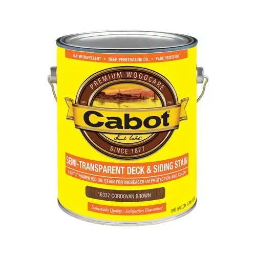 Deck & Siding Stain, Semi-Transparent, VOC, Cordovan Brown, 1-Gallon