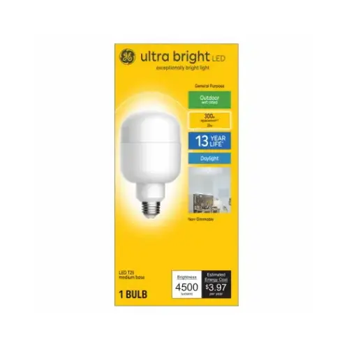 LED Ultra Bright Light Bulb, T25 Shape, Medium Base, 4500 Lumens, 30 Watts LED Ultra Bright Light Bulb, T25 Shape, Medium Base, 4500 Lumens, 30 Watts