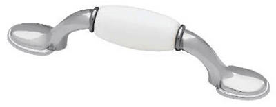 Liberty Hardware P50011L-CHW-U Spoon Foot Cabinet Pulls, Chrome/White/Ceramic Insert, 3-In Pair
