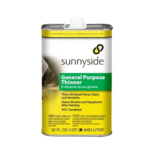 Sunnyside Paint Thinner, Liquid, Pungent, Clear, 1 qt Sunnyside Paint Thinner, Liquid, Pungent, Clear, 1 qt
