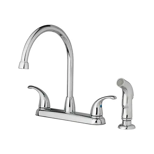 High Arc Kitchen Faucet With Side Spray, 2-Lever Handle, Chrome