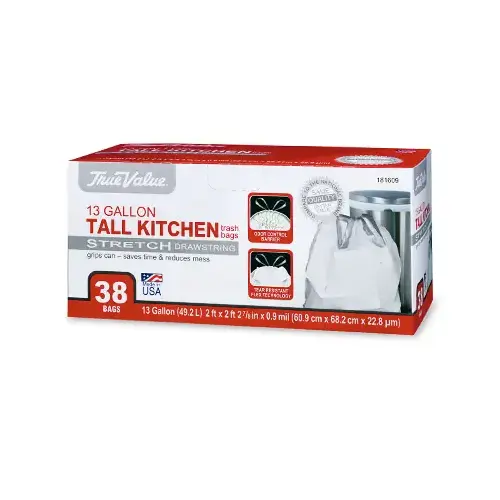 Tall Kitchen Trash Bags, 38-Ct., 13-Gallons White Tall Kitchen Trash Bags, 38-Ct., 13-Gallons White