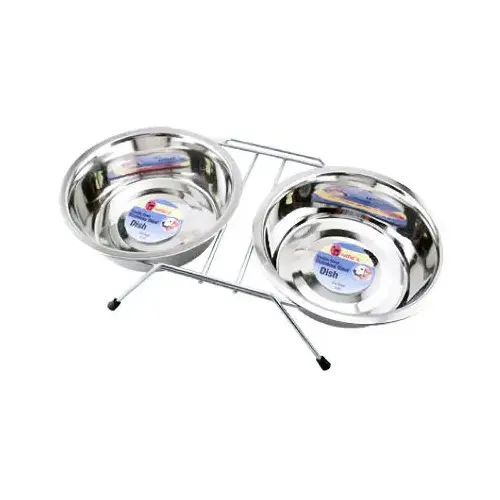 Double Diner Pet Bowl, Stainless Steel, 1.5 Qt. Double Diner Pet Bowl, Stainless Steel, 1.5 Qt.