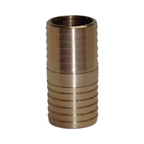 Yellow Brass Insert Coupling, Barbed Ends, 1-1/4-In.