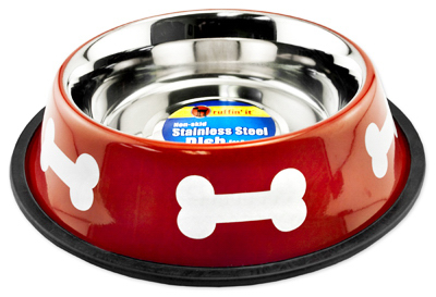WESTMINSTER PET PRODUCTS 19232 Ruffin' it Stainless Steel Round 32 Oz. Pet Food Bowl, Red & White