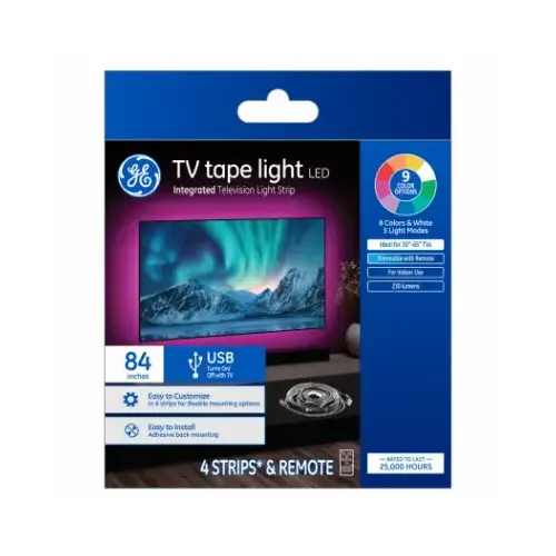 LED TV Tape Light, USB Plug In Strip, Remote, 9 Colors, 84-In. LED TV Tape Light, USB Plug In Strip, Remote, 9 Colors, 84-In.