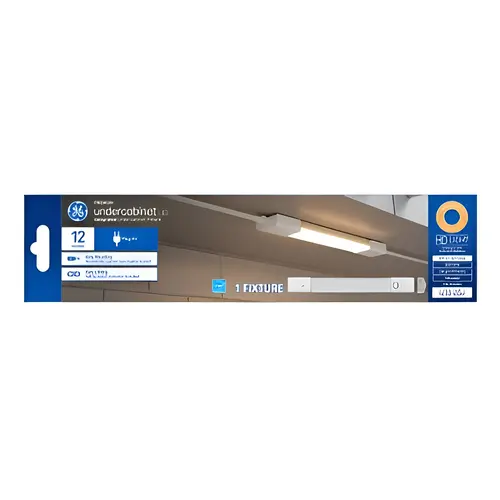 GE Lighting 93129097 LED Undercabinet Light Fixture, Plug In, Plastic, 12-In., 7 Watts