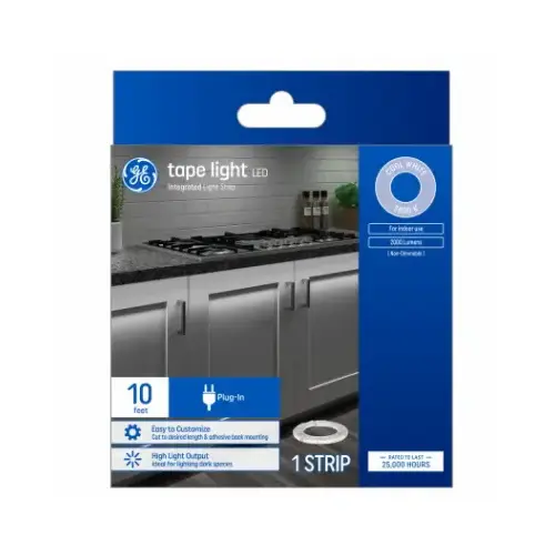 LED Tape Light Plug In Strip, Cool White, 10-Ft. LED Tape Light Plug In Strip, Cool White, 10-Ft.