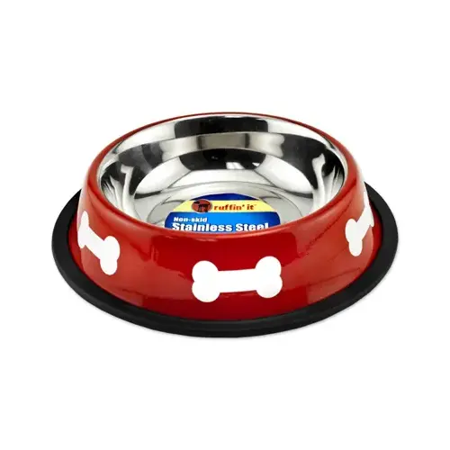 Pet Bowl, Red/White Stainless Steel, 16-oz. Pet Bowl, Red/White Stainless Steel, 16-oz.