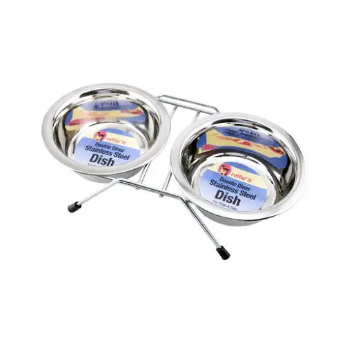 Double Diner Pet Bowl, Stainless Steel, 11.8 oz.