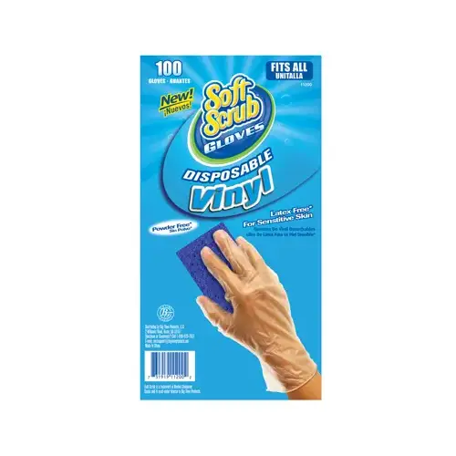 Disposable Vinyl Gloves, Latex & Powder Free, One Size, 100-Ct. Clear