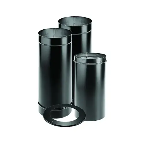 DuraBlack Stove Pipe Kit, Black Single-Wall Stainless Steel, 6-In. DuraBlack Stove Pipe Kit, Black Single-Wall Stainless Steel, 6-In.