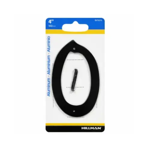 House Address Number 0, Nail-On, Black Finished Aluminum, 4-In.