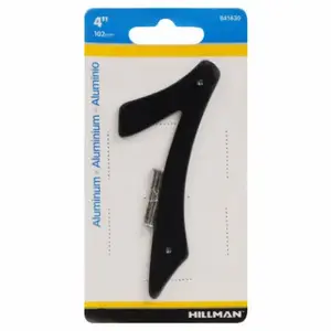 HILLMAN FASTENERS 841630 House Address Number 7, Nail-On, Black Finished Aluminum, 4-In.