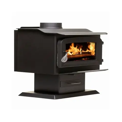 Ashley Hearth Wood Stove Pedestal Stove, 22-1/2 in W, 21-1/2 in D, 29.8 in H, 68000 Btu Heating Black Ashley Hearth Wood Stove Pedestal Stove, 22-1/2 in W, 21-1/2 in D, 29.8 in H, 68000 Btu Heating Black