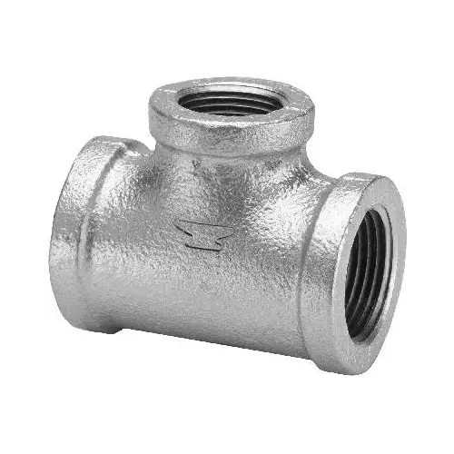 Reducing Tee 1" FPT X 1-1/4" D FPT Galvanized Malleable Iron Galvanized Reducing Tee 1" FPT X 1-1/4" D FPT Galvanized Malleable Iron Galvanized