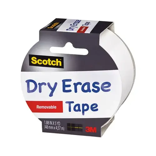 Dry Erase Tape 1.88" W X 5 yd L White White Dry Erase Tape 1.88" W X 5 yd L White White