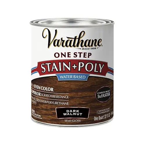 Stain Semi-Gloss Dark Walnut Water-Based Polyurethane 1 qt Dark Walnut