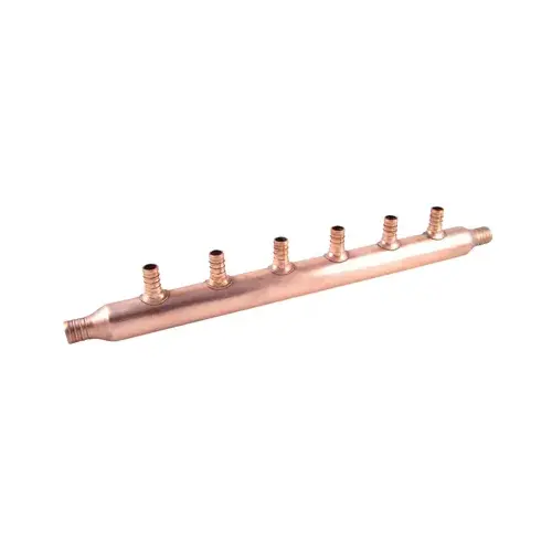 6 Port Manifold 1/2" Crimp T X 3/4" D Crimp Copper 6 Port Manifold 1/2" Crimp T X 3/4" D Crimp Copper