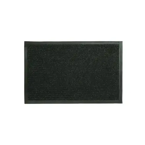Floor Mat, 36 in L, 21 in W, Jumbo Dual Rib Pattern, Polypropylene Surface, Charcoal Black