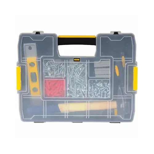 Tool Storage Organizer, 11-1/2 in W, 2.7 in H, 14-Drawer, Plastic, Black/Yellow Tool Storage Organizer, 11-1/2 in W, 2.7 in H, 14-Drawer, Plastic, Black/Yellow