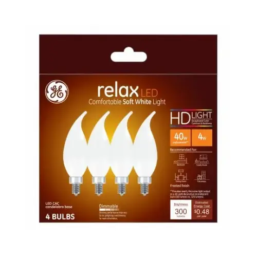 LED Bulb Relax CAC E12 (Candelabra) Soft White 40 W Frosted LED Bulb Relax CAC E12 (Candelabra) Soft White 40 W Frosted