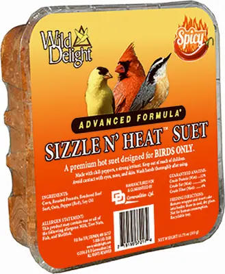 Wild Delight Wild Bird Food Sizzle N Heat Songbird Beef Suet 11.75 oz - pack of 12 372175-XCP12 Wild Delight Wild Bird Food Sizzle N Heat Songbird Beef Suet 11.75 oz - pack of 12 372175-XCP12