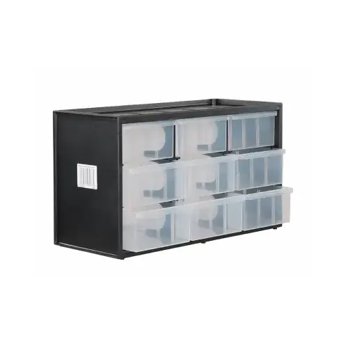Storage Organizer 14.375" W X 8.375" H X 6.125" D Polypropylene 9 compartments Blac Black/Clear Storage Organizer 14.375" W X 8.375" H X 6.125" D Polypropylene 9 compartments Blac Black/Clear