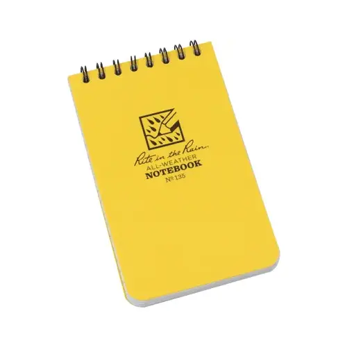 Pocket Notebook, 3 x 5 in Sheet, 50-Sheet, White Sheet, Top Spiral Binding Yellow Pocket Notebook, 3 x 5 in Sheet, 50-Sheet, White Sheet, Top Spiral Binding Yellow